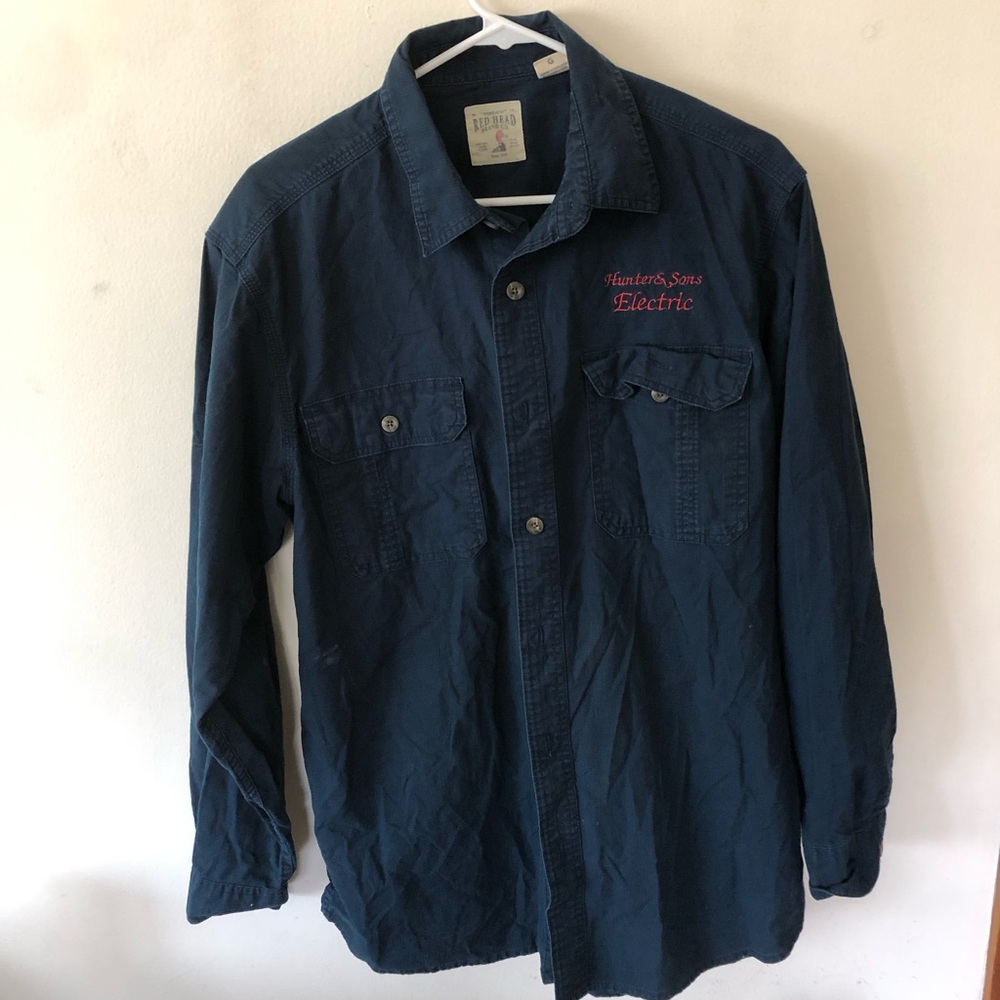 Men’s Electrician Red Head Button Down